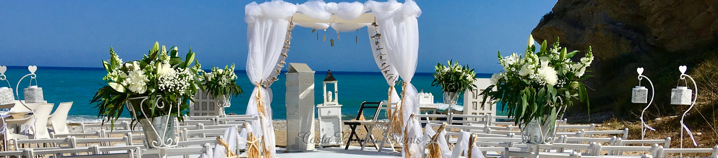 example of a wedding ceremony setting on the beach